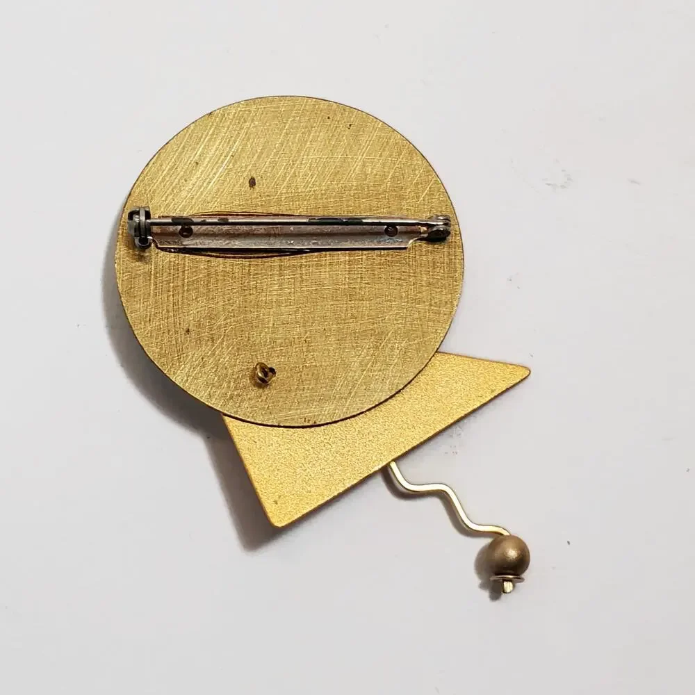Vintage Kinetic Geometric Brass Pin Brooch